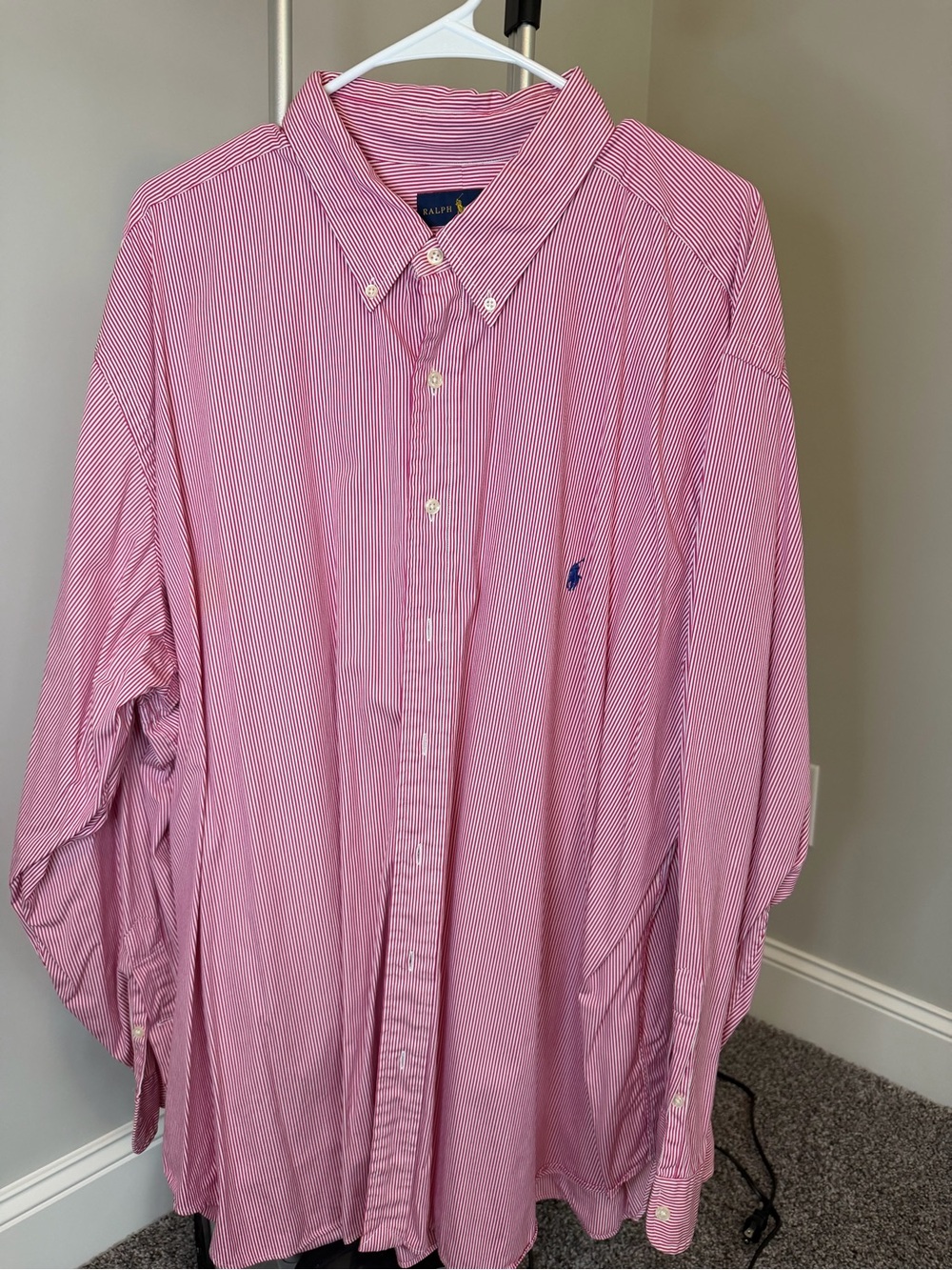 Ralph Lauren Men’s Pink Fine-Striped Button-Down Shirt